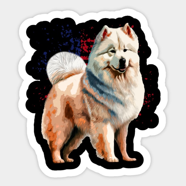 Frosty Fluffiness Samoyed Chronicles, Tee Triumph for Dog Lovers Sticker by Kevin Jones Art